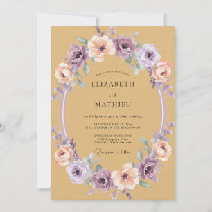Convites Coroa Floral Ocre Romance Casamento