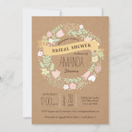 Convites Coroa Floral Pastel Boho Casamento Rústico