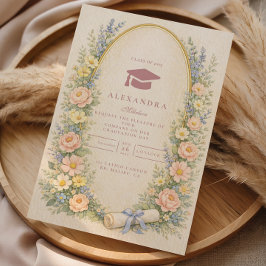 Convites Coroa Floral Pastel Celebração de Formatura