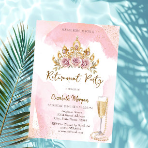 Convites Coroa Floral Pérolas e Prosecco Aposentadoria
