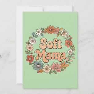 Convites Coroa Floral Retro "Mama Macia" Tipografia Groovy
