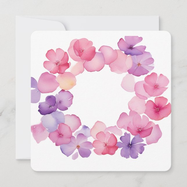Convites Coroa Floral Rosa e Roxa PNG (Frente)