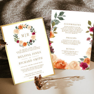 Convites Coroa Floral Terrosa Tudo em Um Casamento
