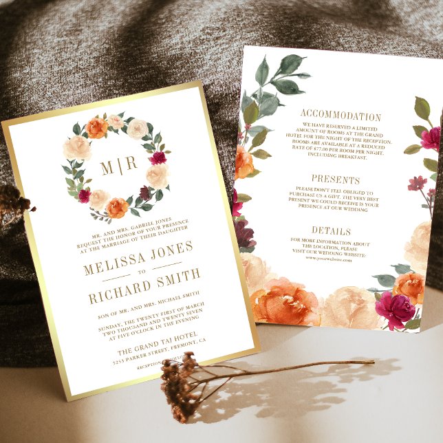 Convites Coroa Floral Terrosa Tudo em Um Casamento (Criador carregado)