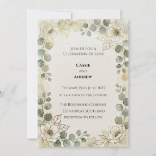 Convites Coroa Floral Verde Salvia Casamento