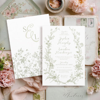 Convites Coroa Floral Vintage Elegante Casamento Verde Salv