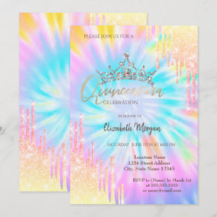 Convites Coroa Glitter Chic Gota de Tinta Quinceañera