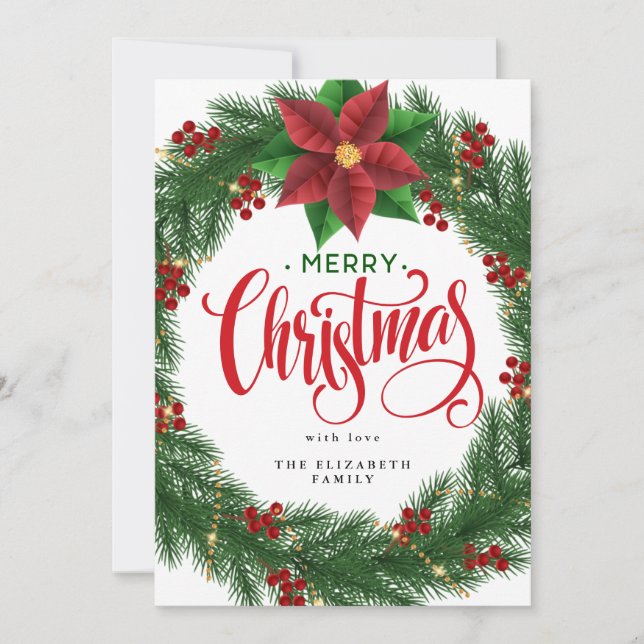 Convites Coroa moderna minimalista de folhagem para o Natal (Frente)