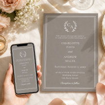 Coroa monograma de casamento simples marrom-acinze