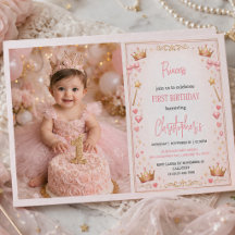 Coroa Princesa Dourado Rosa Conto de Fadas 1º Aniv