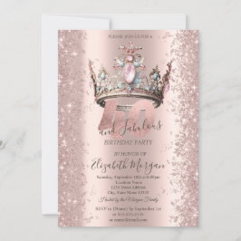 Convites Coroa Princesa Rosa Dourado Brilho Diamantes 40º