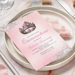 Convites Coroa Princesa Rosa Quinceañera 15 Anos de Idade