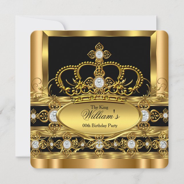 Convites Coroa Rei Príncipe Rainha Real Ouro Diamante Festa (Frente)