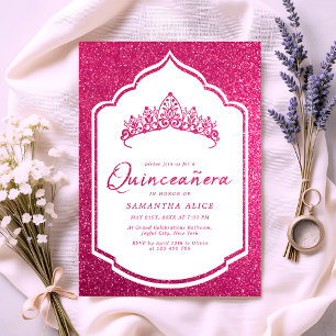 Convites Coroa Rosa Quince Quinceanera