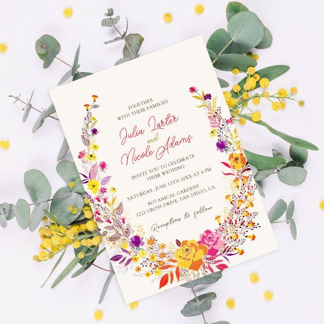 Convites Coroa Selvagem Lindas Flores de Outono Casamento S (Criador carregado)