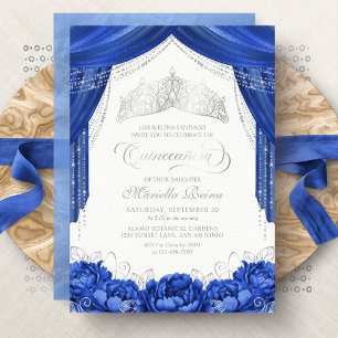 Convites Coroa Tiara Azul Real Quinceanera