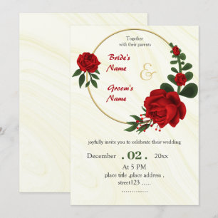 Convites coroa vermelha flores douradas