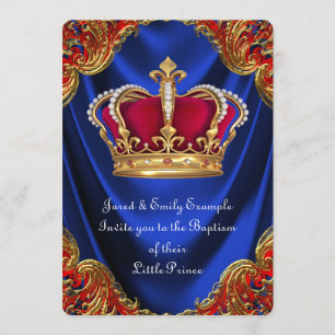 Convites Coroação do Príncipe Menino Batismo Azul Royal Cet