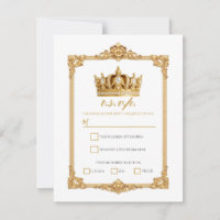 Coroada em Ouro Coroa Real RSVP de Casamento Elega