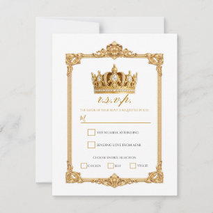 Convites Coroada em Ouro Coroa Real RSVP de Casamento Elega