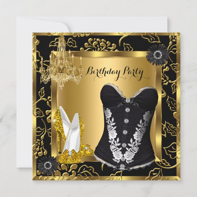 Convites Corpo de rendas mais alto chandelier Dourado (Frente)