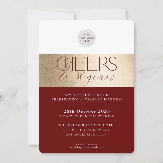 Convites CORPORATE ANNIVERSARY elegante maron gold (Frente)