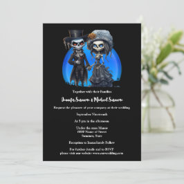 Convites Corpse noiva dia do noivo morto esqueleto azul pre