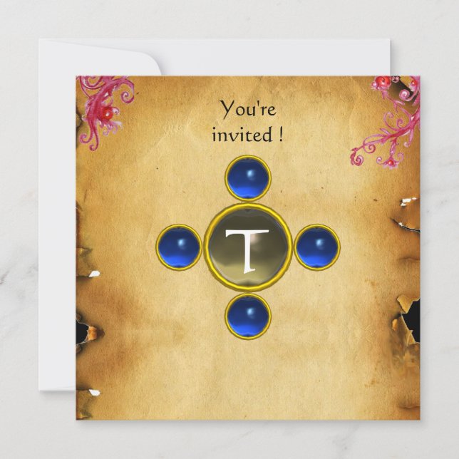 Convites CORREDORES NO Sapire DO monograma DA TEMPESTADE (Frente)