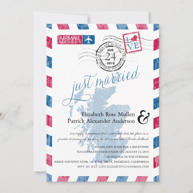 Convites Correio Aéreo Antigo Recepção Postal Escócia (Frente)
