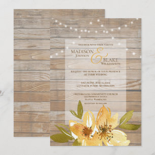 Convites Corrente de Madeira Luzes Amarelo Casamento Floral