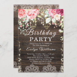 Convites Corrente de madeira russa Floral Birthday