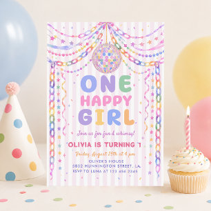 Convites Corrente de papel de uma menina feliz no aniversár