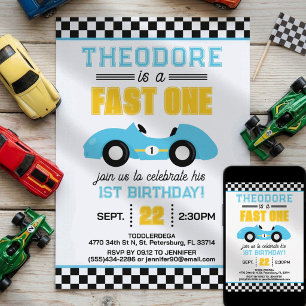 Convites Corrida de Carro Rápido Aniversário de 1 ano