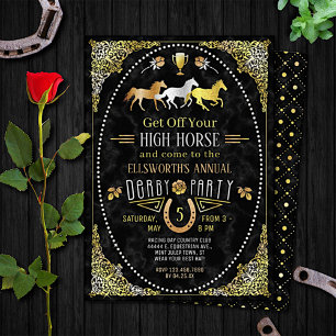 Convites Corrida de Cavalo Derby Day Party Art Deco Black