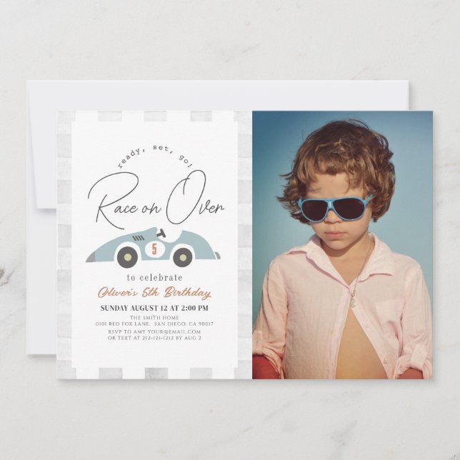 Convites Corrida sobre a Foto de Aniversário do Homem de Ca (Frente)
