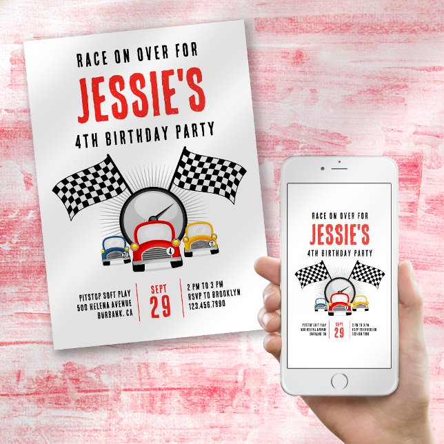 Convites Corrida sobre Festa de aniversário de carro (Criador carregado)