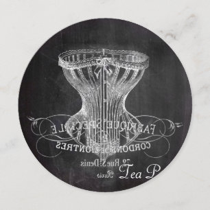 Convites corset vintage Chalkboard chá de panela party