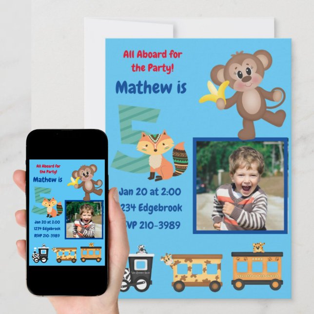 Convites Cortar todas as Festas de aniversário de 5 do tema (Criador carregado)