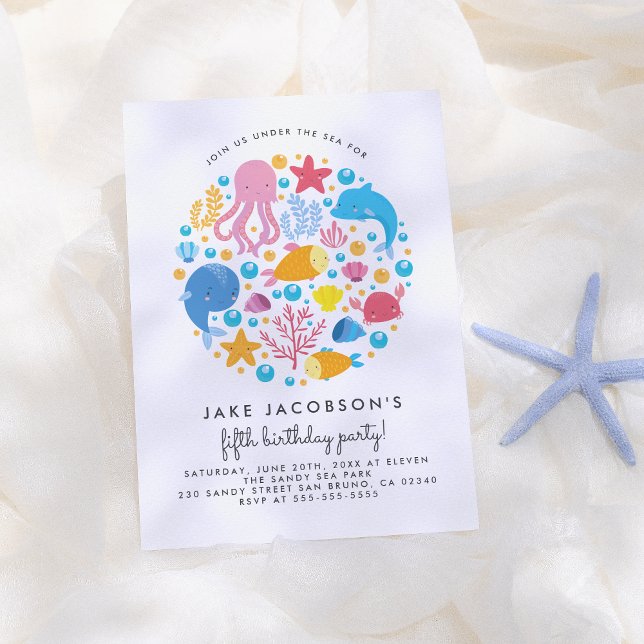 Convites Corte Sob O Mar Cria Festa de aniversário (Criador carregado)