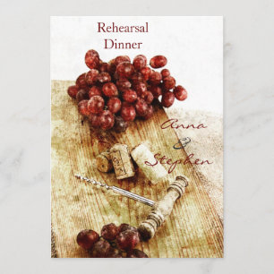 Convites Cortiça da garrafa de vinho, uvas, corkscrew