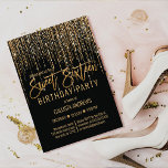 Convites Cortina Dourada brilhante de luxo, preto, cor doce<br><div class="desc">Este convite de aniversário glamouroso e luxuoso dos Dezesseis é o design perfeito para o evento especial de sua jovem adolescente. Ele apresenta uma cortina de borda brilhante, falsa e brilhante, de ouro, com tipografia falsa de brilho sobre um simples fundo preto. É um elegante, chic, trendy, e moderno design...</div>