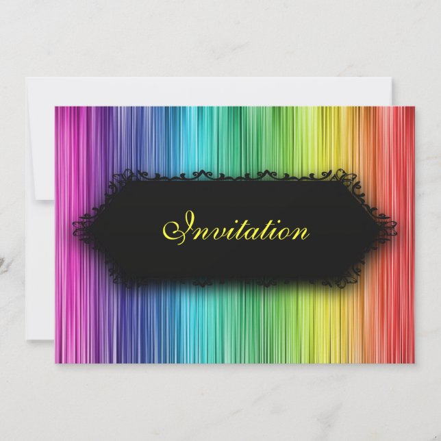 Convites Cortina preta do arco-íris dos eventos elegantes (Frente)