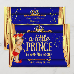 Convites Cortinas Azuis Reais Vermelhas Prince Chá de Bebê