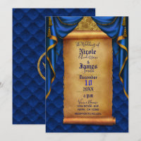 Cortinas Cor Azul Real e Dourado Rolo de Casamento