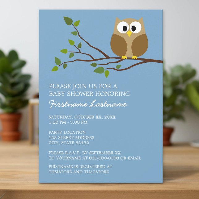 Convites Coruja Bonita no Chá do Branch Baby Boy (Custom Invitation with Download Option)