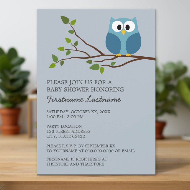 Convites Coruja Bonita no Chá do Branch Baby Boy (Custom Invitation with Download Option)