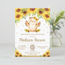 Coruja-branca Girassol Chá de fraldas Floral