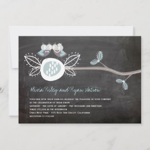 Convites Coruja de Casamento de Chalkboard Woodland Rustic 