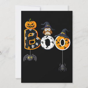 Convites Coruja de Halloween com Chapéu de Bruxa Aranhas