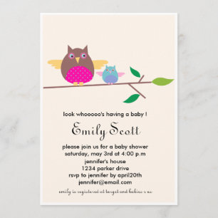 Convites Coruja do bebê da mamã n - o chá de fraldas de